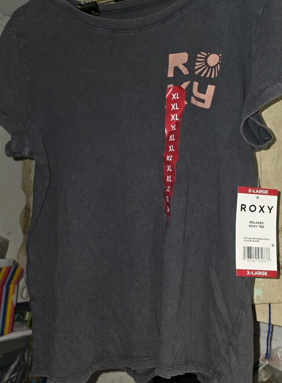 Roxy Relaxed Boxy Tee Black XL NWT